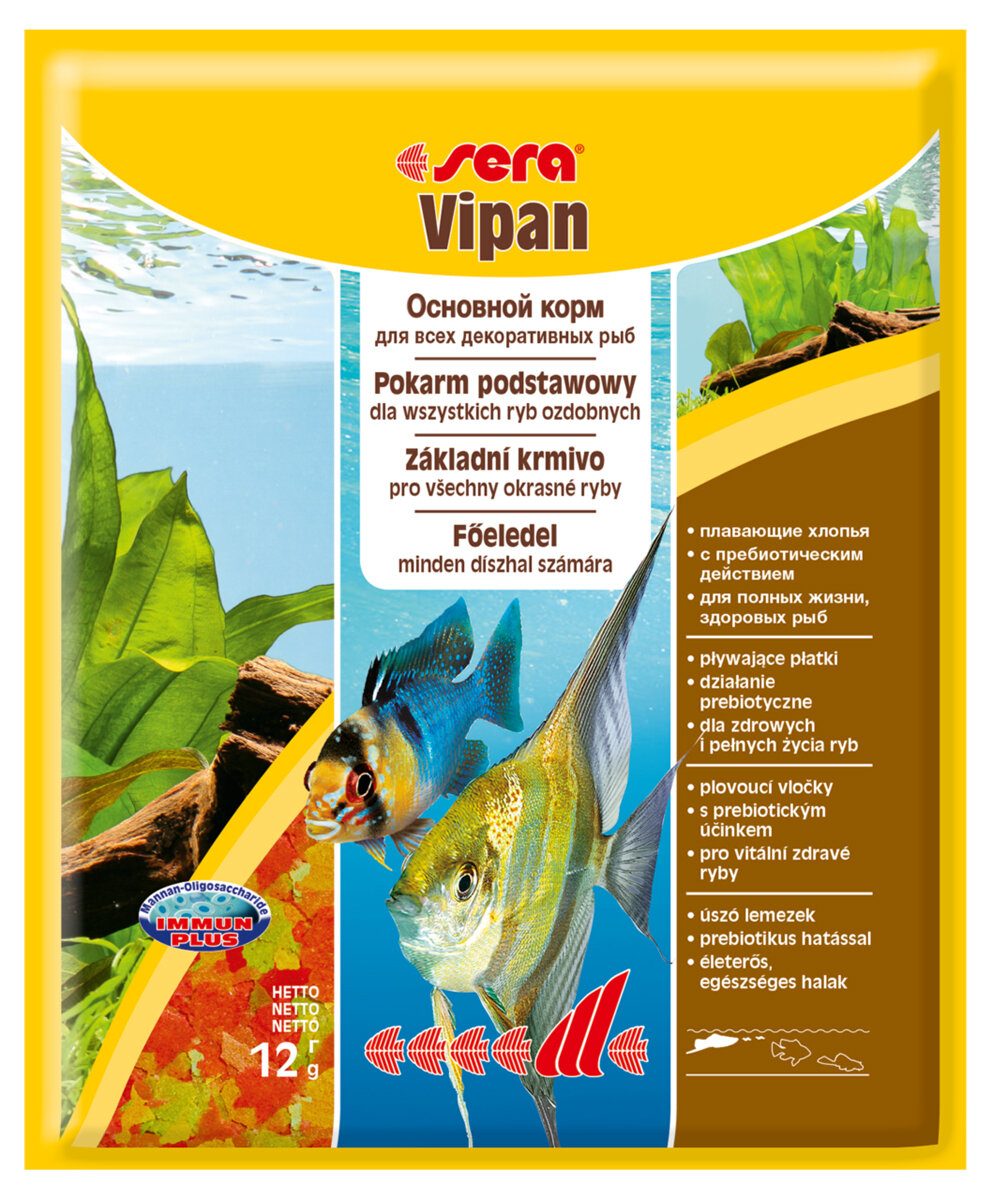 Vipan 12гр, хлопьевидный корм для всех декоративных рыб (Упаковка 10шт)