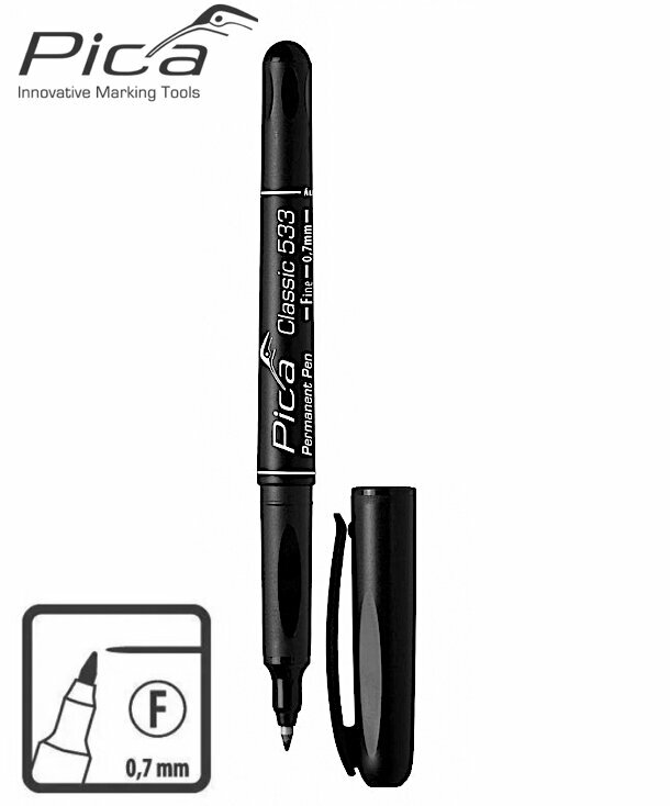 фото Маркер строительный чёрный Fine наконечник 0,7 мм PICA-MARKER 533/46