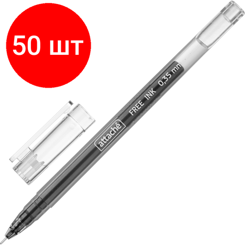 Комплект 50 штук, Ручка гелевая неавтомат. Attache Free ink 0.35мм, черный неавт ручка гелевая attache free ink 0 35мм синий неавт б манж