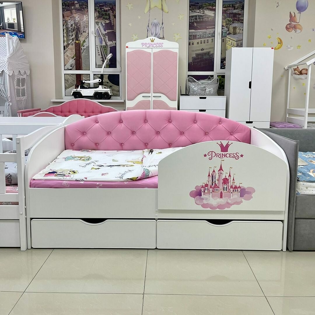 Matrix кровать с мягкой спинкой Sofa 9, 160x80 см, цвет ярко-розовый