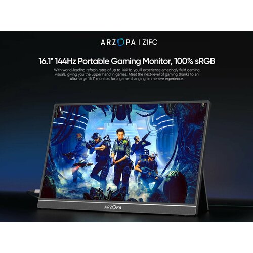 16.1" Портативный монитор ARZOPA Z1FC 144Hz FHD (1920х1080), черный