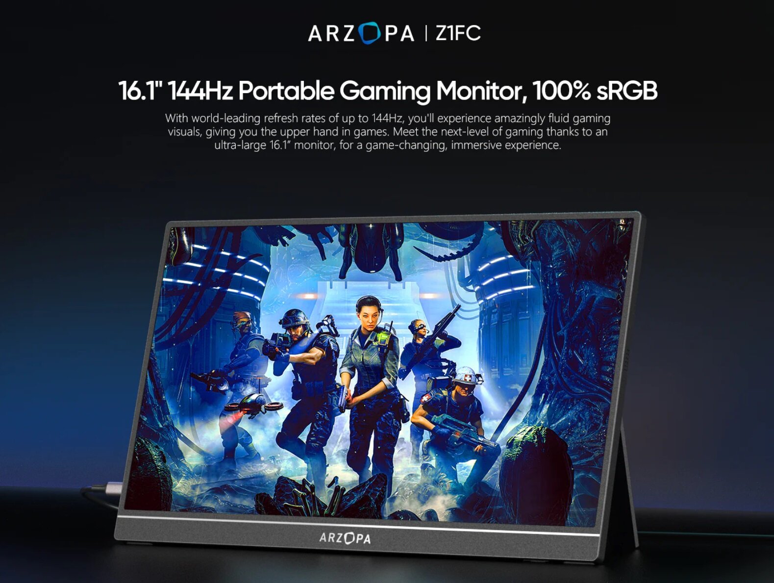 16.1" Портативный монитор ARZOPA Z1FC 144Hz FHD черный