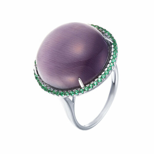 фото Кольцо element47, серебро, 925 проба, кошачий глаз синтетический, размер 16