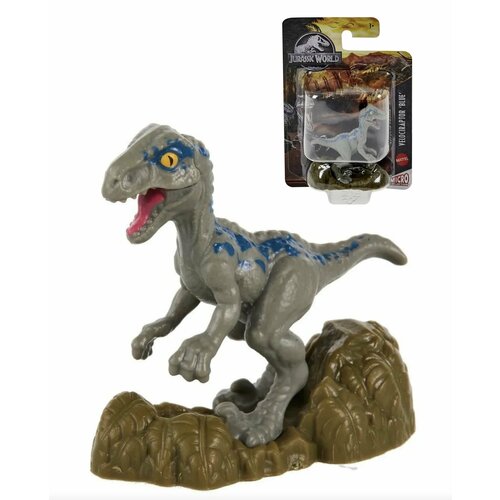 Фигурка мини динозавра Jurassic World Велоцираптор Блю серия Micro Velociraptor Blue Mattel GXB08