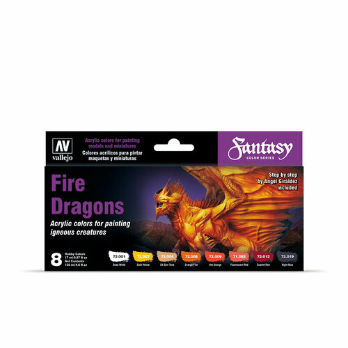 Набор акриловых красок Vallejo Game Color Set - Fire Dragons by A.Giraldez 72312 (8 красок по 17 мл)