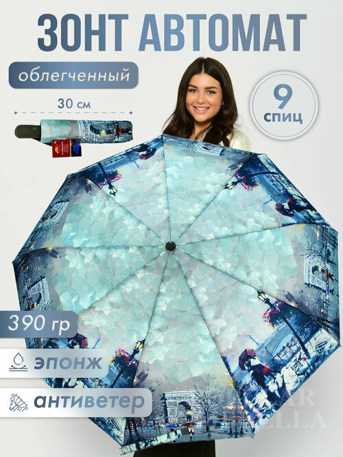 Мини-зонт Rainbrella, синий, серый