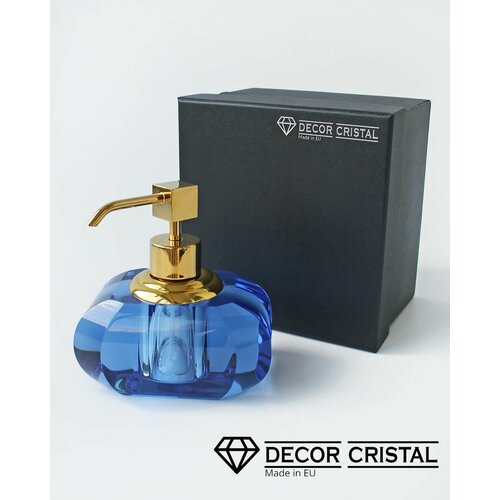Дозатор диспенсер для жидкого мыла DECOR CRISTAL настольный цвет: хрусталь синий золото
