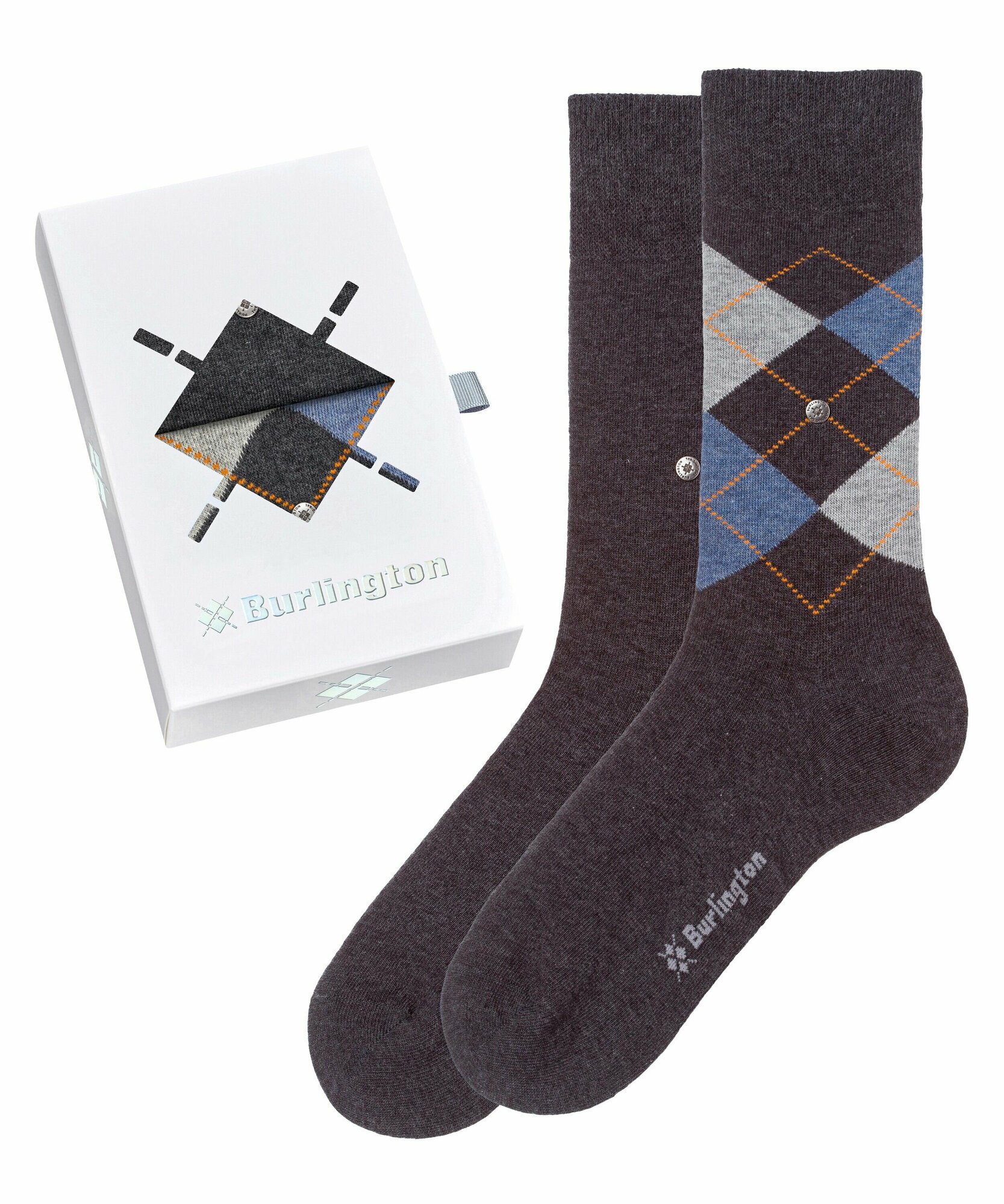 Носки Burlington Basic Gift Box-Mixed 2-Pack, комплект, 2 пары, размер 40-46, серый