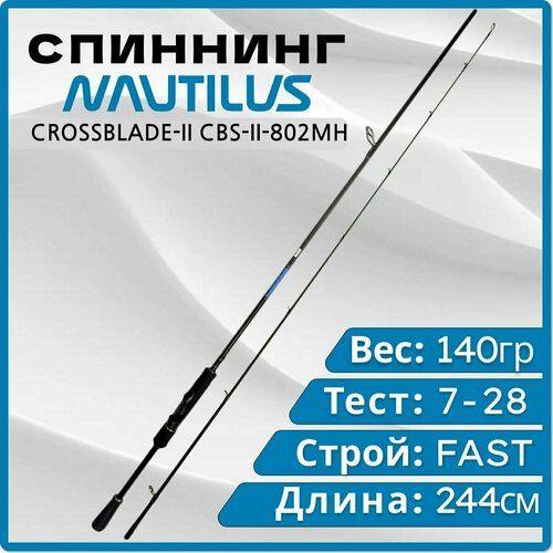 Спиннинг Nautilus CROSSBLADE-II CBS-II-802MH 2.44м 7-28гр удилище спиннинговое nautilus crossblade ii cbs ii 722m 219см 5 24гр