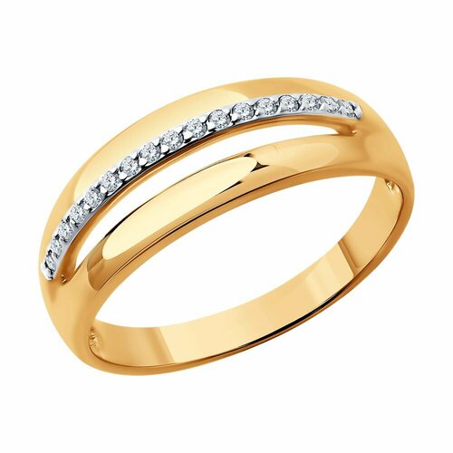 Кольцо SOKOLOV, красное золото, 585 проба, фианит, размер 18 кольцо sokolov из золота с фианитами 018005 размер 17 5