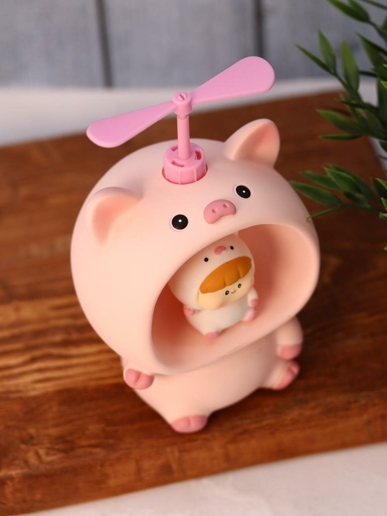Ночник, светильник детский, копилка Baby pig fan pink - фотография № 5