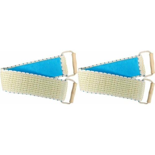 NataM Мочалка банная Голубая, с ручками, 10 х 63 см, 2 уп