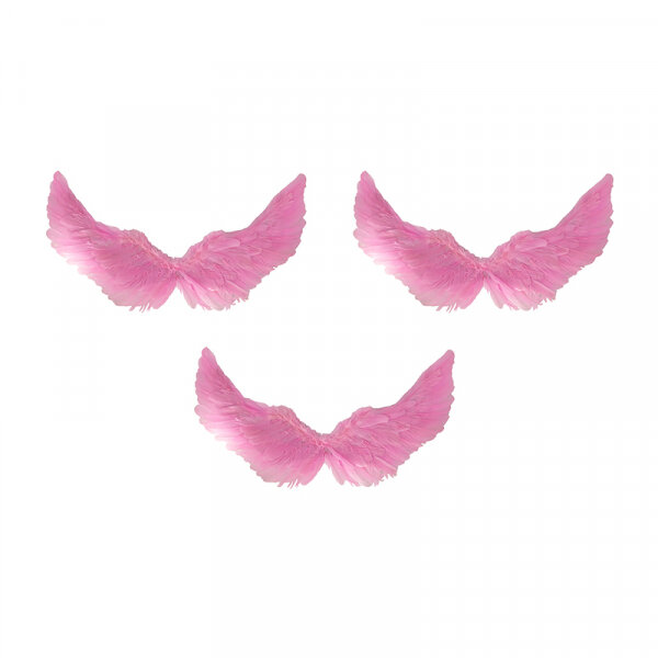Крылья ангела розовые перьевые карнавальные большие 60х35см, на Хэллоуин и Новый год (3 пары в наборе)
