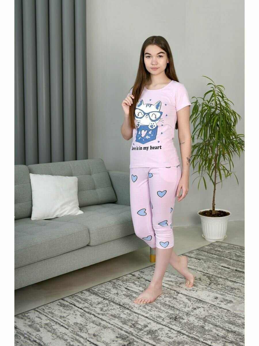 Пижама ЛАРИТА Базовая коллекция, размер 48, розовый, синий — фото 1