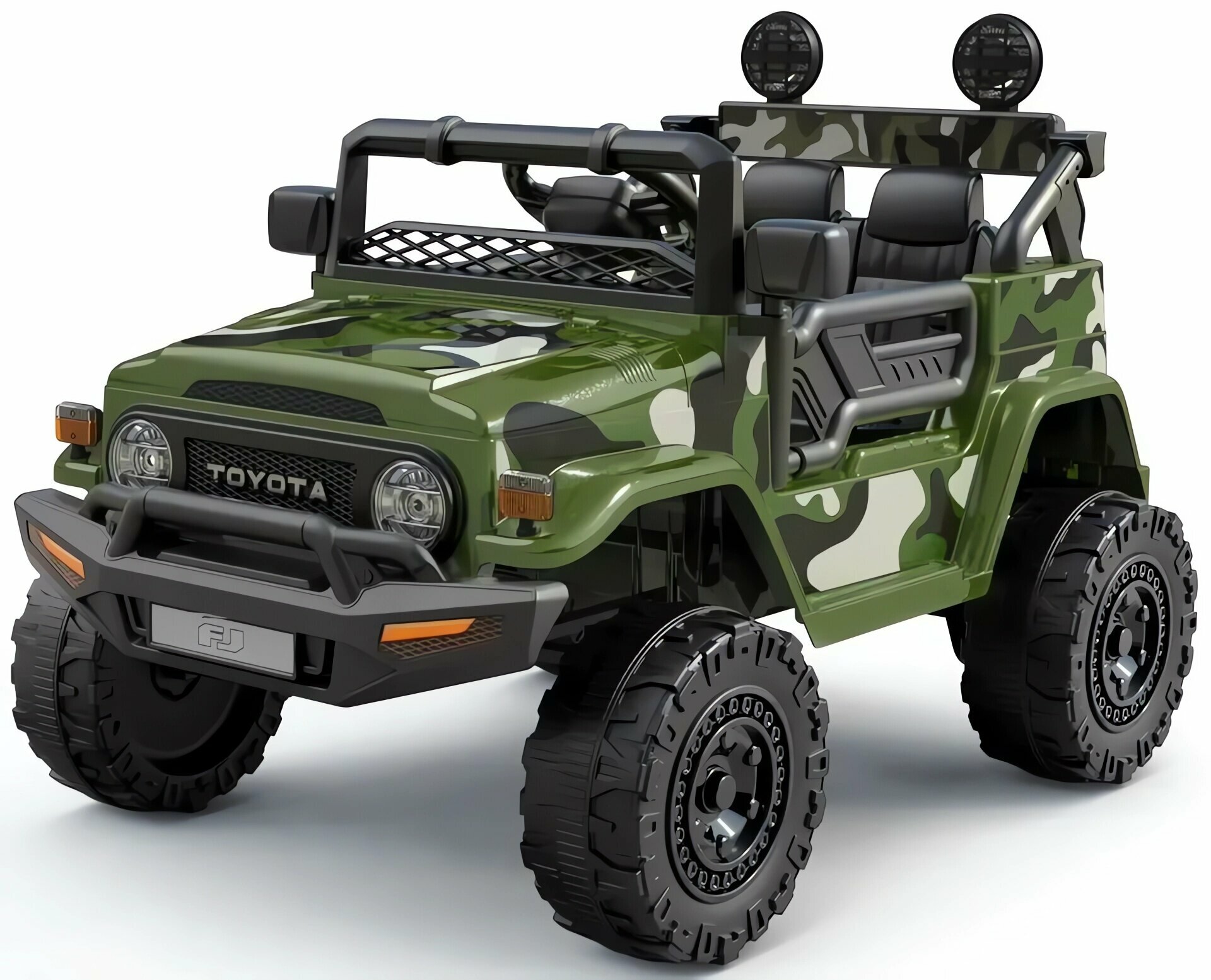 Электромобиль TOYOTA FJ OFF-ROAD полный привод (Лицензия) зеленый камуфляж