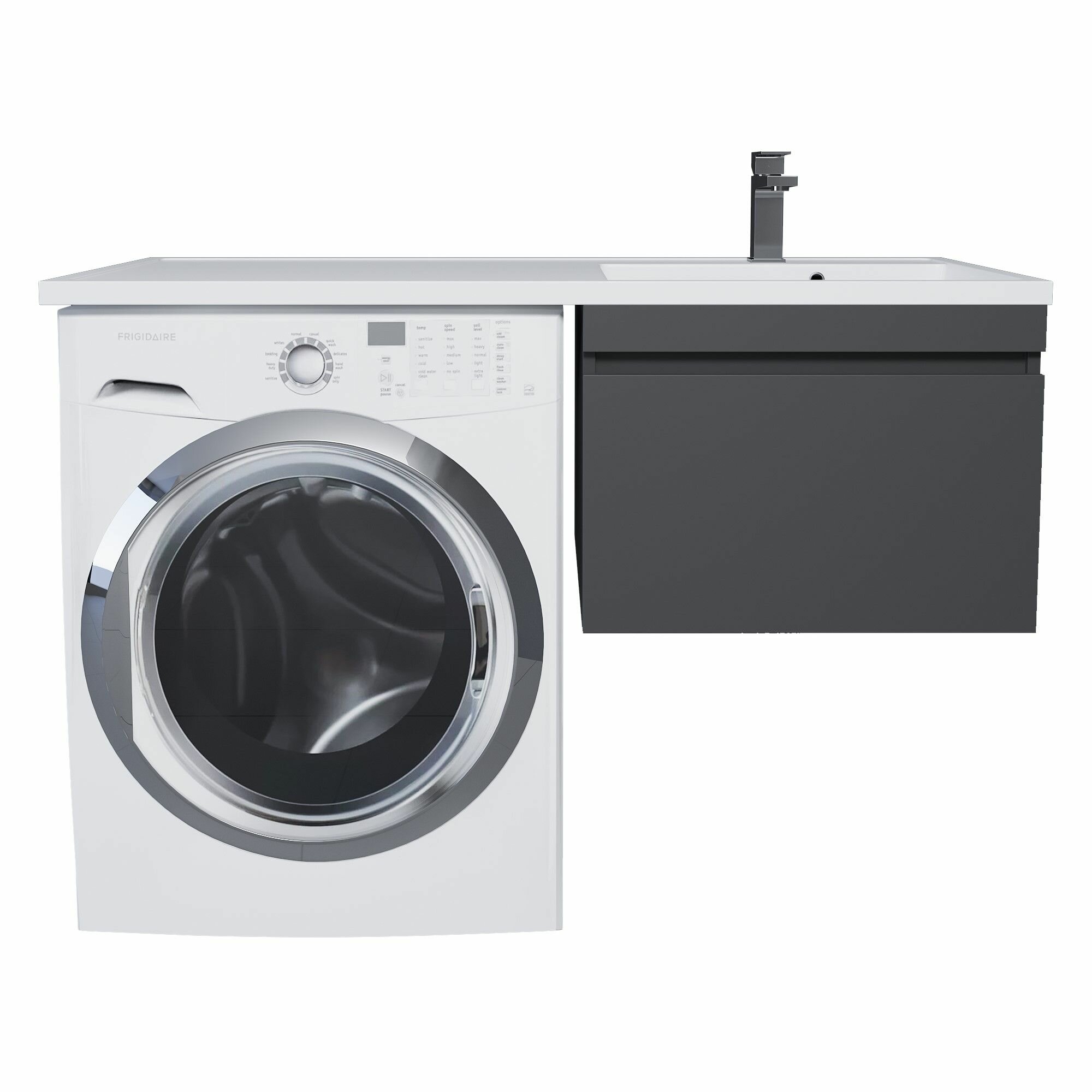 фото Тумба под стиральную машину Uperwood Magenta, 60 см, подвесная, черная, выдвижной ящик