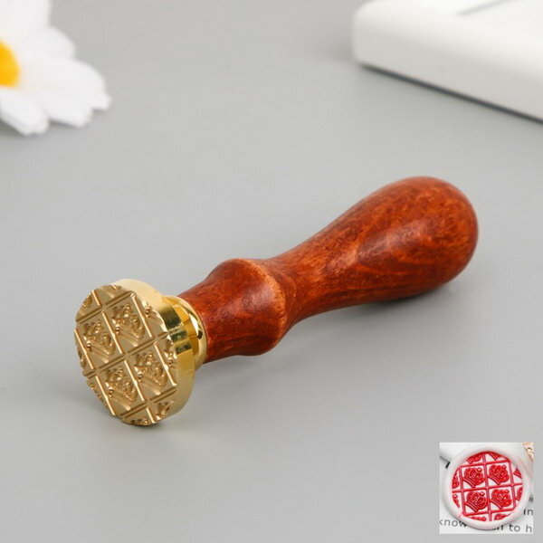 Печать для сургуча с деревянной ручкой "Короны", 9x2.5x2.5 см