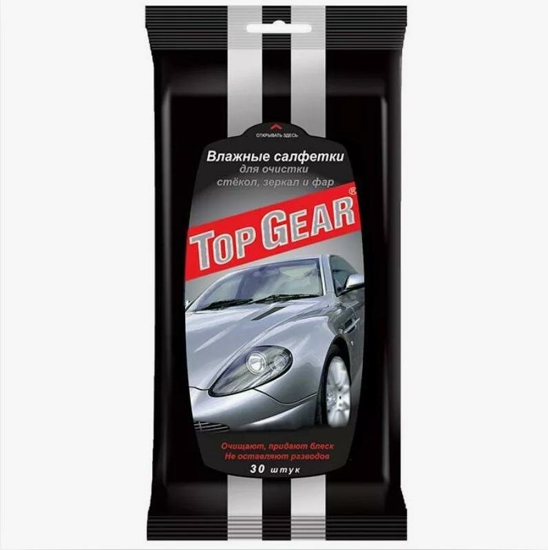 Влажные салфетки для стекол, зеркал и фар Top Gear. 30 шт. AV48038