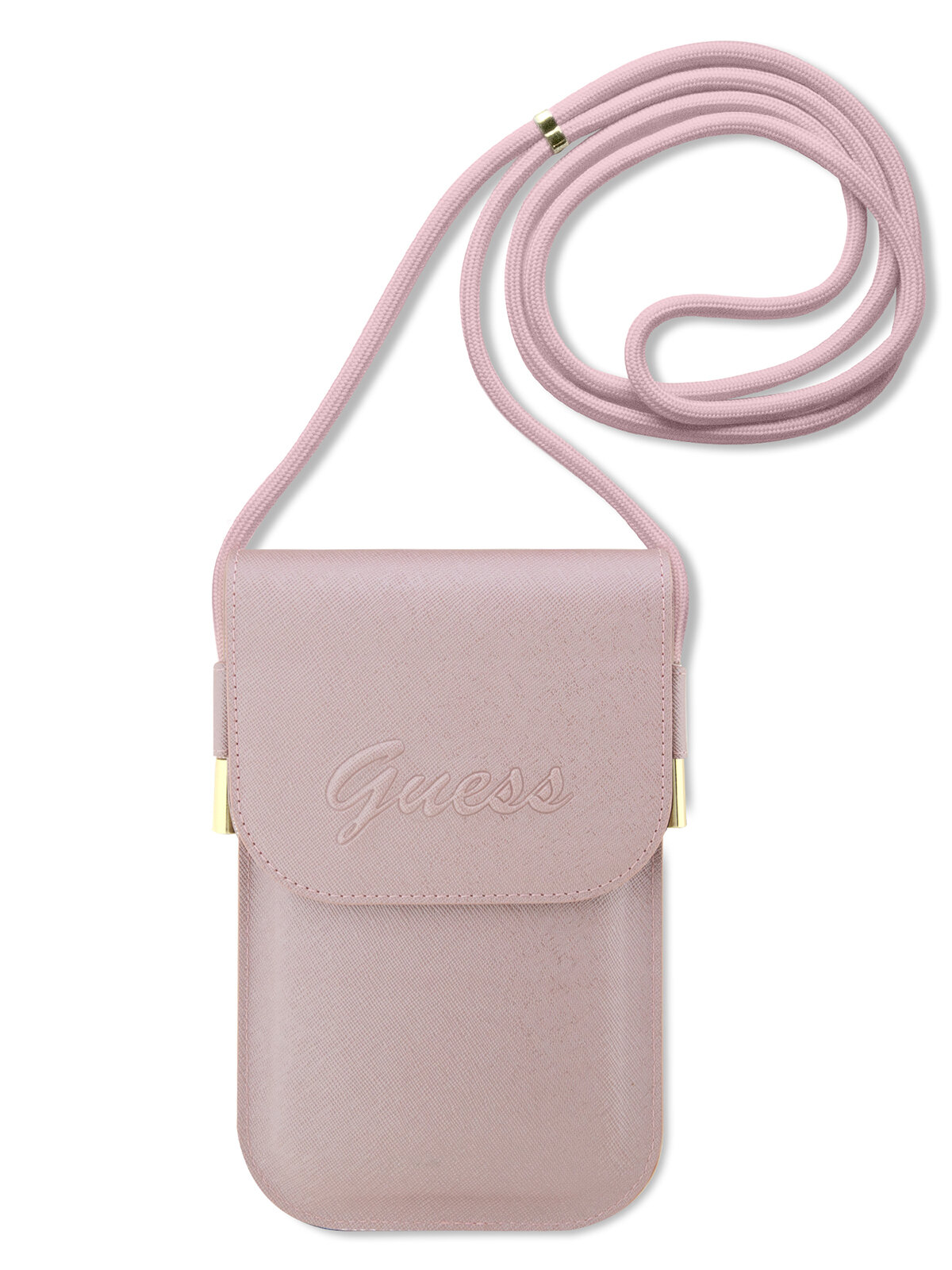 Guess для смартфонов сумка Wallet Phone Bag Saffiano Script logo with Cord Pink