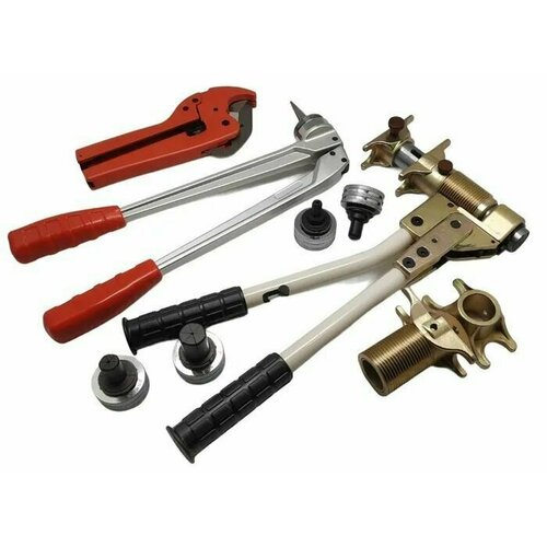 Ручной пресс инструмент Vikma, (4 насадки), для фитингов Rehau, для STOUT, для ТИМ, Для труб из сшитого полиэтилена, Инструмент для монтажа аксиальных фитингов