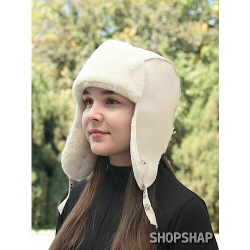 фото Шапка ушанка shopshap ушанка shopshap айна, размер 58, бежевый