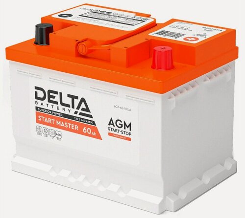 Изображение товара Аккумулятор автомобильный DELTA Start Master AGM 60 А/ч 660 А обр. пол. Евро авто (242x175x190)