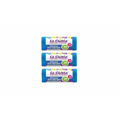 La Chista Мешки для мусора Повышенной прочности 30 л 30 штук 3 упаковки 557₽
