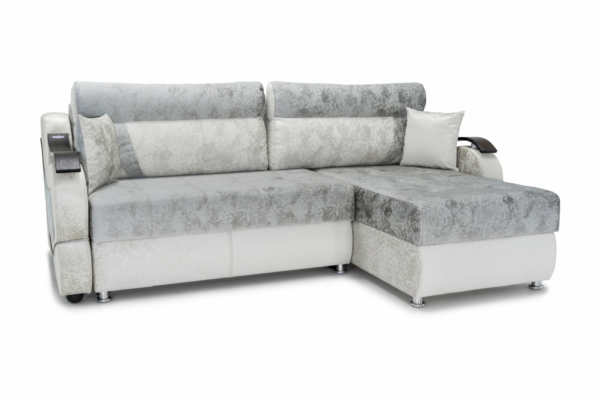 фото Диван угловой Интермебель Дублин тик-так светло-серый 230х155х90 см