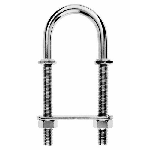 Рым-болт U-образный с 2 гайками и 2 крепежными пластинами 8x100 мм. (10014307).