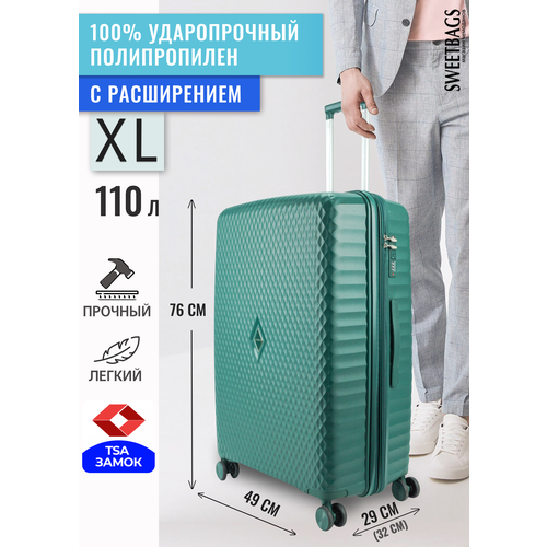 Чемодан , 110 л, размер XL, зеленый