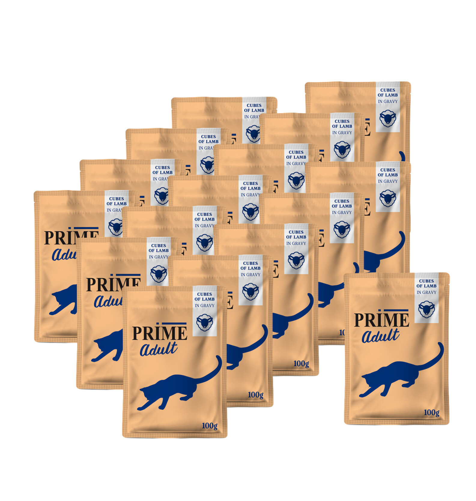 PRIME пауч 100г Кусочки из ягненка в бульоне, для кошек х 16 шт.