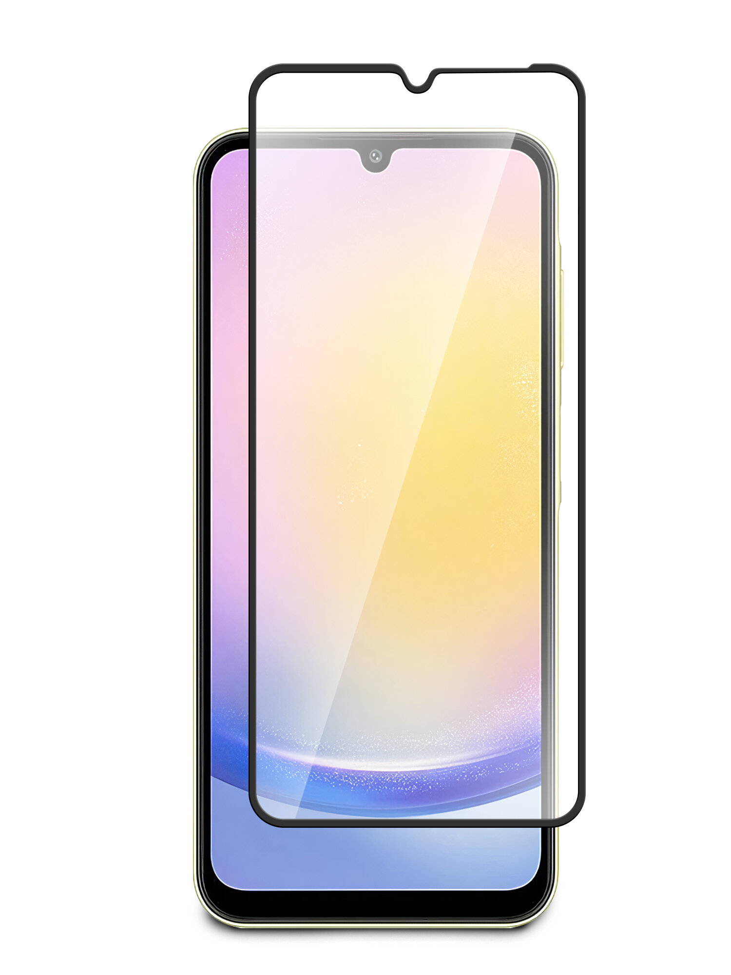 фото Защитное стекло для Samsung Galaxy A25 (Самсунг Галакси А25) на экран, черная рамка полноэкранное силиконовая клеевая основа Full Glue, Brozo