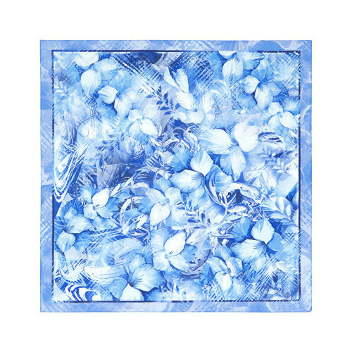 Платок Павловопосадская платочная мануфактура,65х65 см, голубой, синий