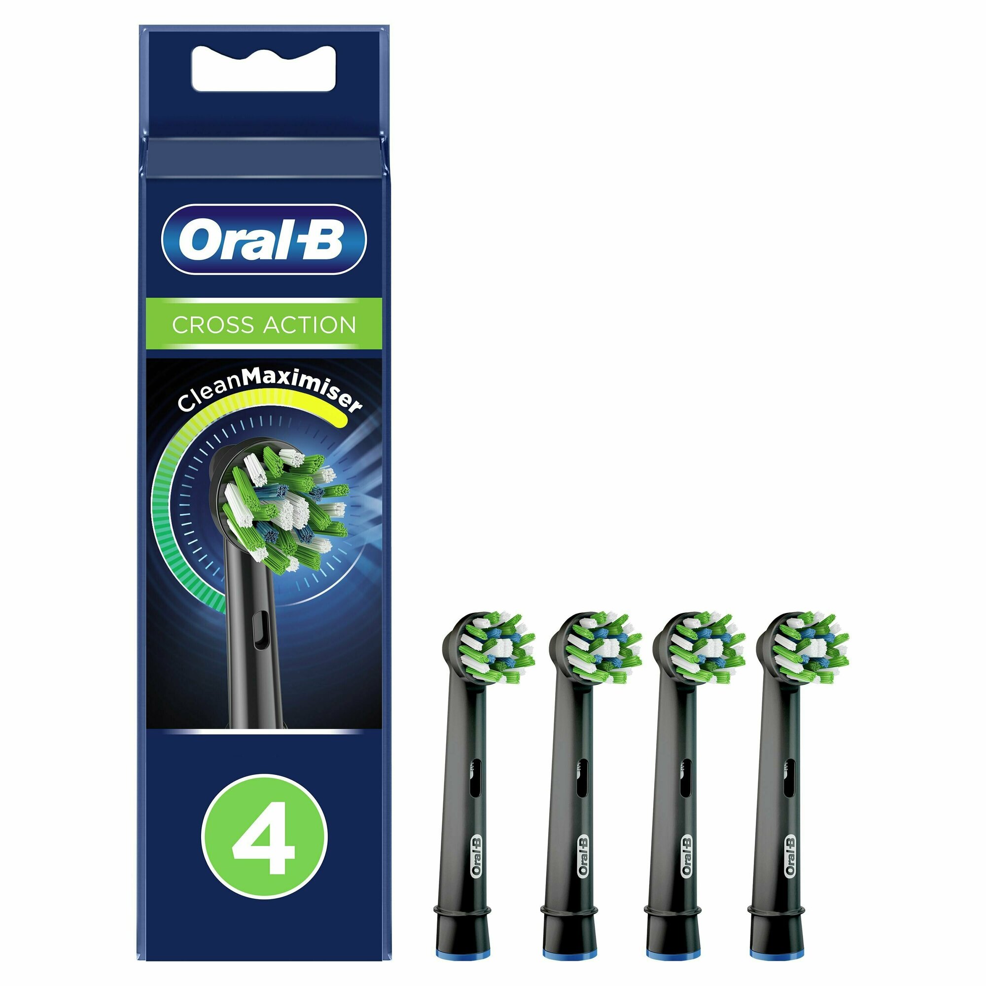Оригинальные насадки Oral-B Сross Action CleanMaximiser Black для электрической зубной щетки, 4 шт, для тщательного удаления налета