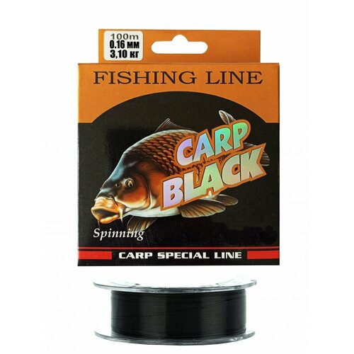 фото Леска рыболовная черная carp black 100 метров 0,16 мм тест 3,10 кг