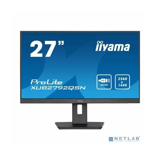 IIYAMA Монитор LCD IIYAMA 27 XUB2792QSN-B5 черный IPS 2560x1440 75Hz 4ms 178178 350cd 10001 10bit8bitFRC HDMI14 DisplayPort12 2xUSB30 USB-C RJ45 2x2W Pivot VESA чёрный 4608900₽