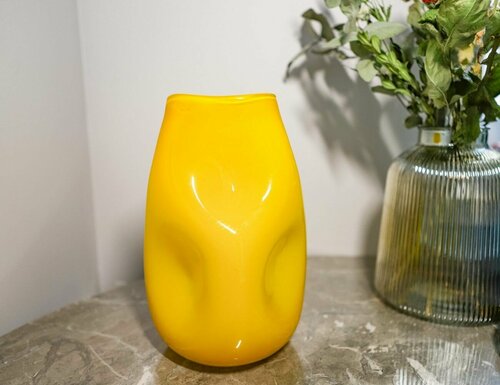 Стеклянная ваза манго соларе желтая, 29 см, EDG 101783-20