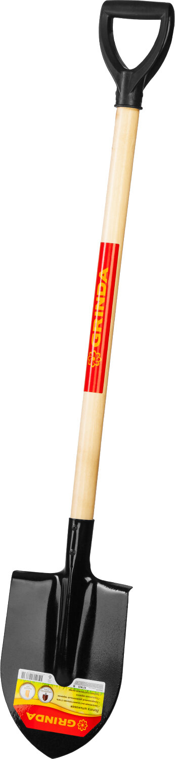 GRINDA 380 х 208 х 1200 мм, полотно 1.6 мм, закалено, деревянный черенок высш. сорт, с рукояткой, штыковая лопата (421823)