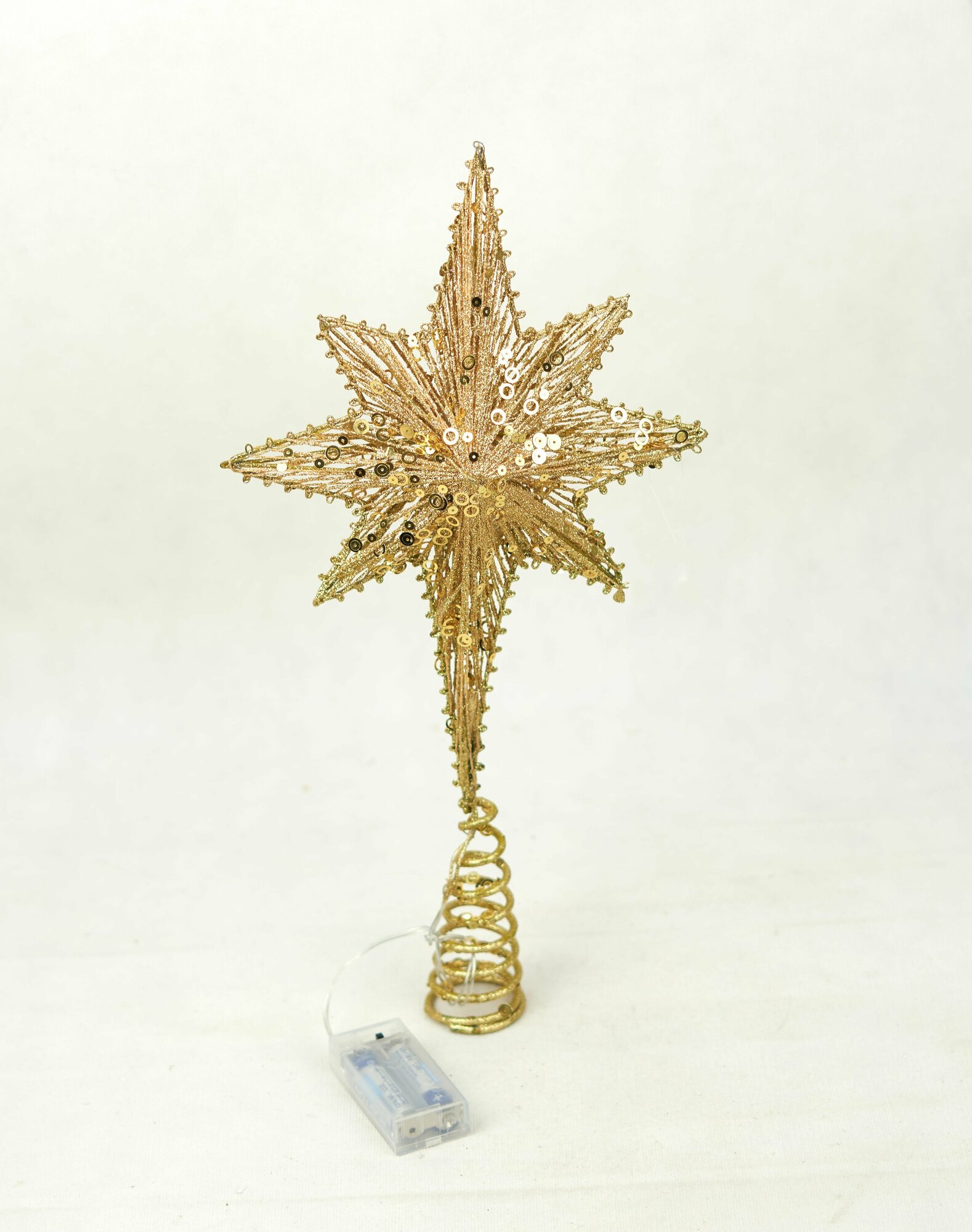 Фигурка новогодняя - Новогоднее украшение: верхушка на елку звезда с лед подсветкой (золото)