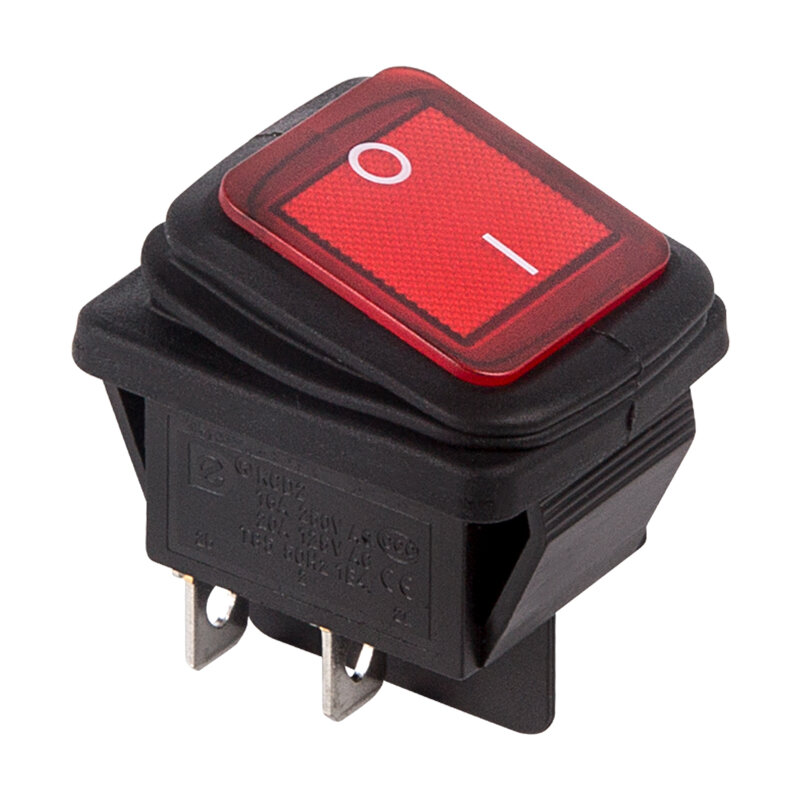Выключатель клавишный 250V 15А (4с) ON-OFF красный с подсветкой влагозащита (RWB-507) REXANT Инд 1 шт арт. 36-2360-1