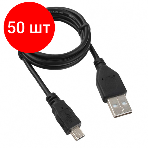 Комплект 50 штук, Кабель USB 2.0 - Mini USB, М/М, 1 м, Гарнизон, чер, GCC-USB2-AM5P-1M usb2 0 cy7c68013 fpga usb ep3c25 nios data acquisition new board