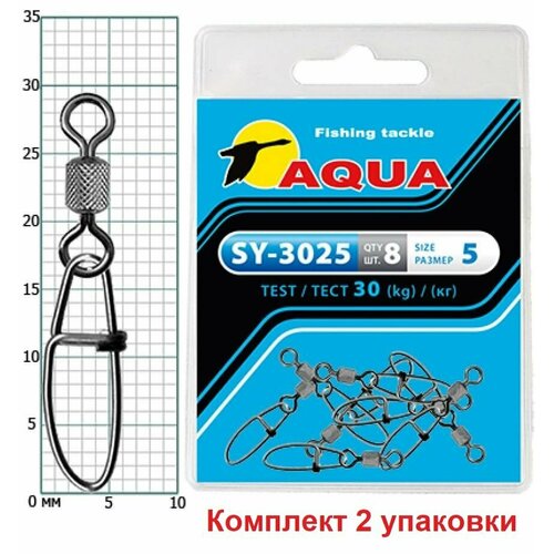 фото Карабин с вертлюгом aqua sy-3025 №05 (2 упк. по 8 шт.)