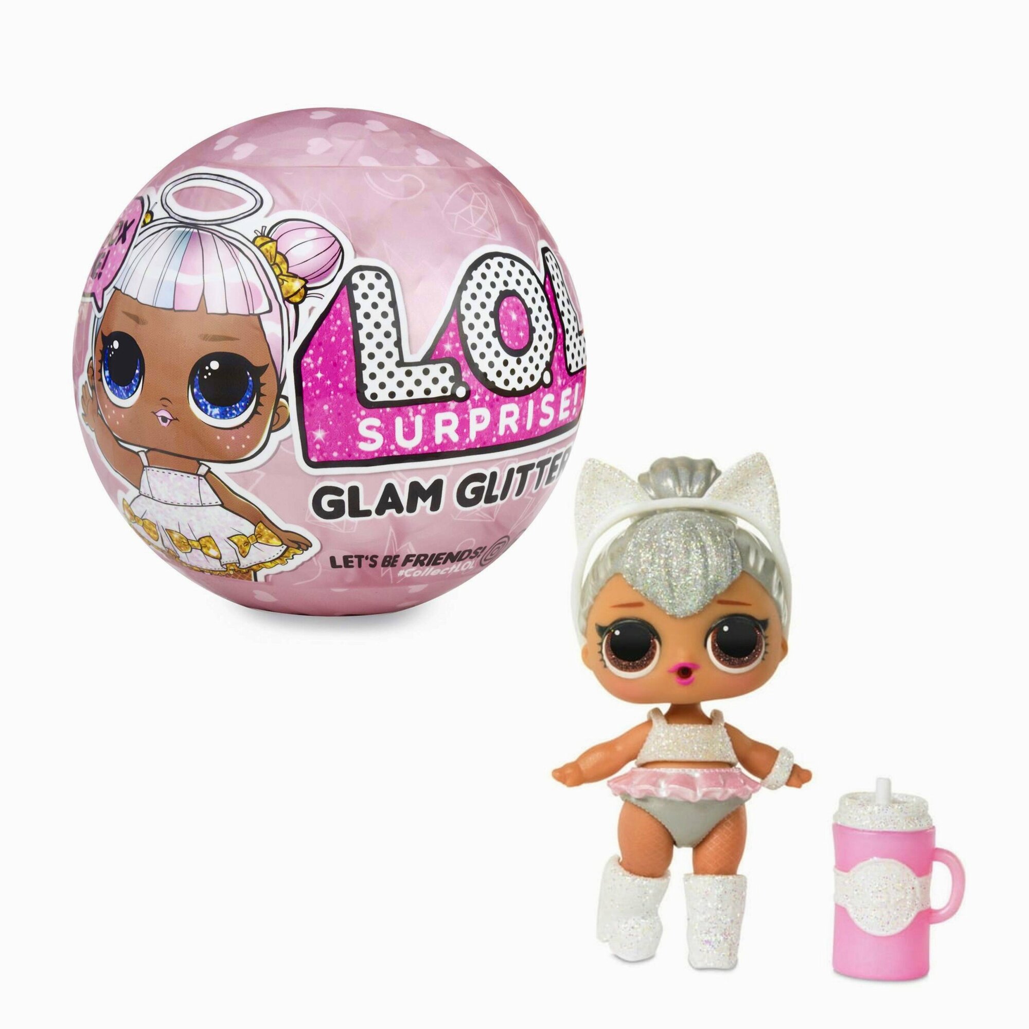 Кукла-сюрприз L.O.L. Surprise в шаре 2 Glam Glitter, 8 см темно-розовый