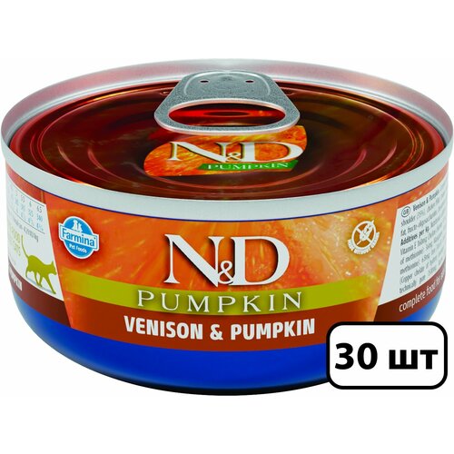 Farmina N&D Pumpkin влажный корм для кошек, оленина с тыквой (30шт в уп) 70 гр хелат железа меди цинка и марганца