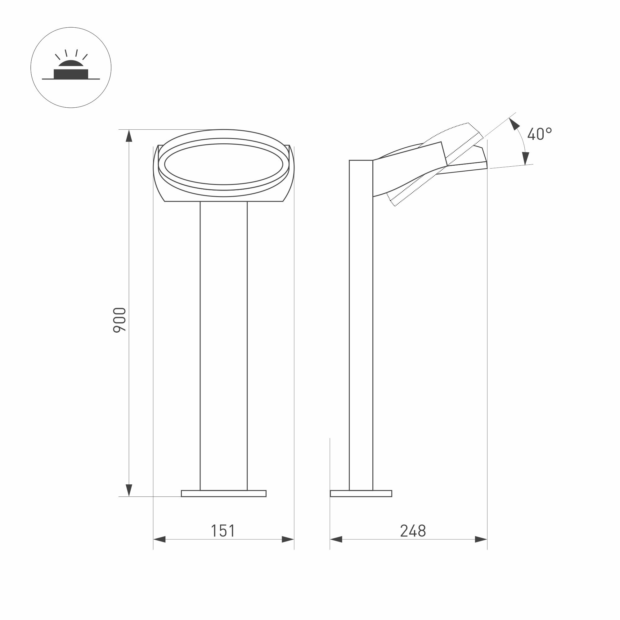 Светильник LGD-EYE-BOLL-H900-6W Warm3000 (GR, 117 deg, 230V) (Arlight, IP54 Металл, 3 года)