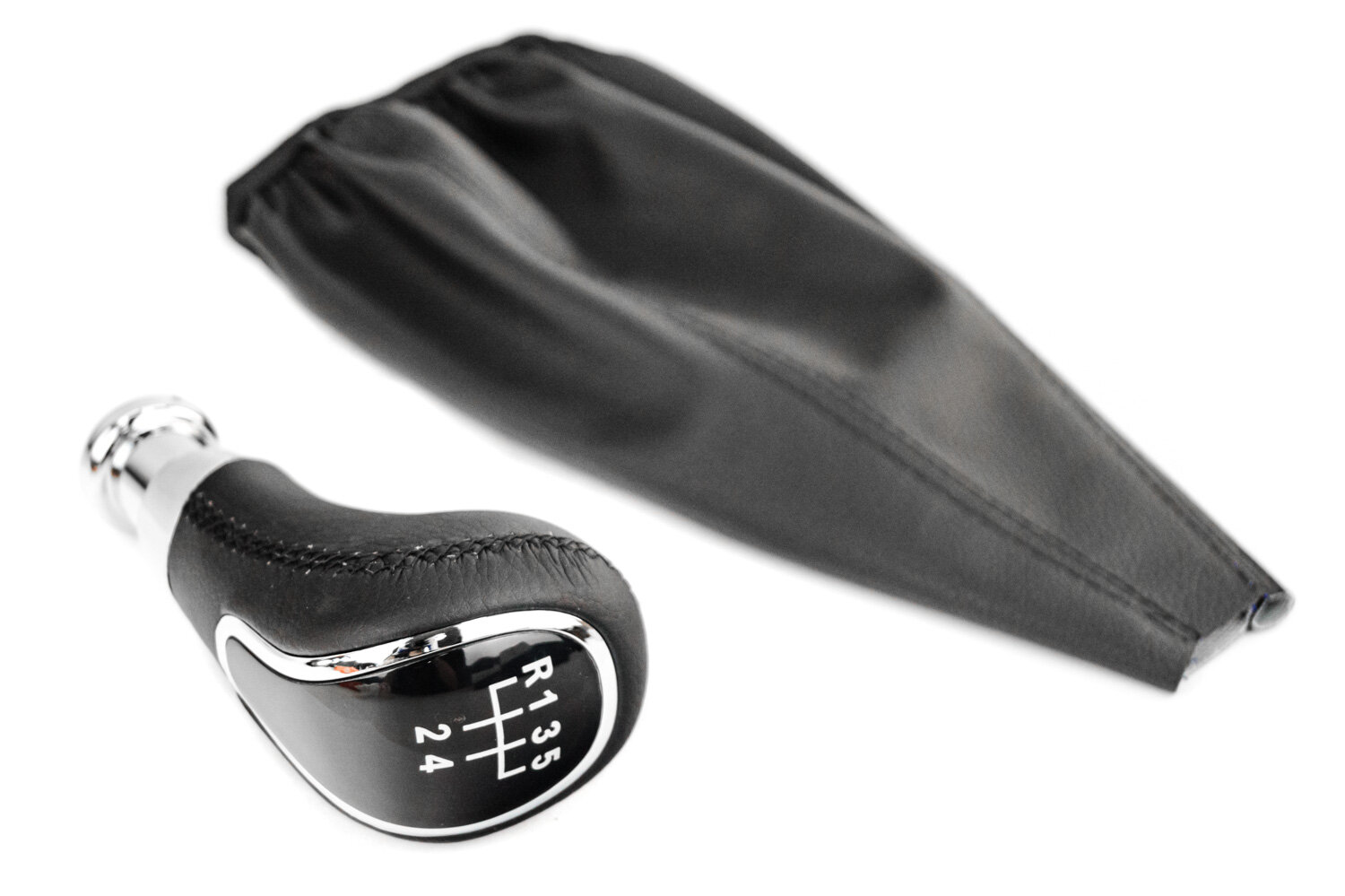 Ручка КПП Sal-Man в стиле Весты с хромированной вставкой и пыльником с черной прострочкой для ВАЗ 2108-21099