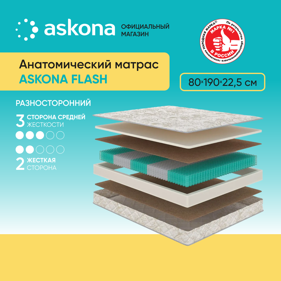 Матрас анатомический (аскона) ASKONA Askona Flash 80х190