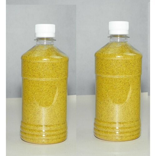 Тёмно-жёлтый кварцевый песок 1600г (2шт по 800г) для декора, рисования и светового стола, флорариума (фр 0,4-0,8)