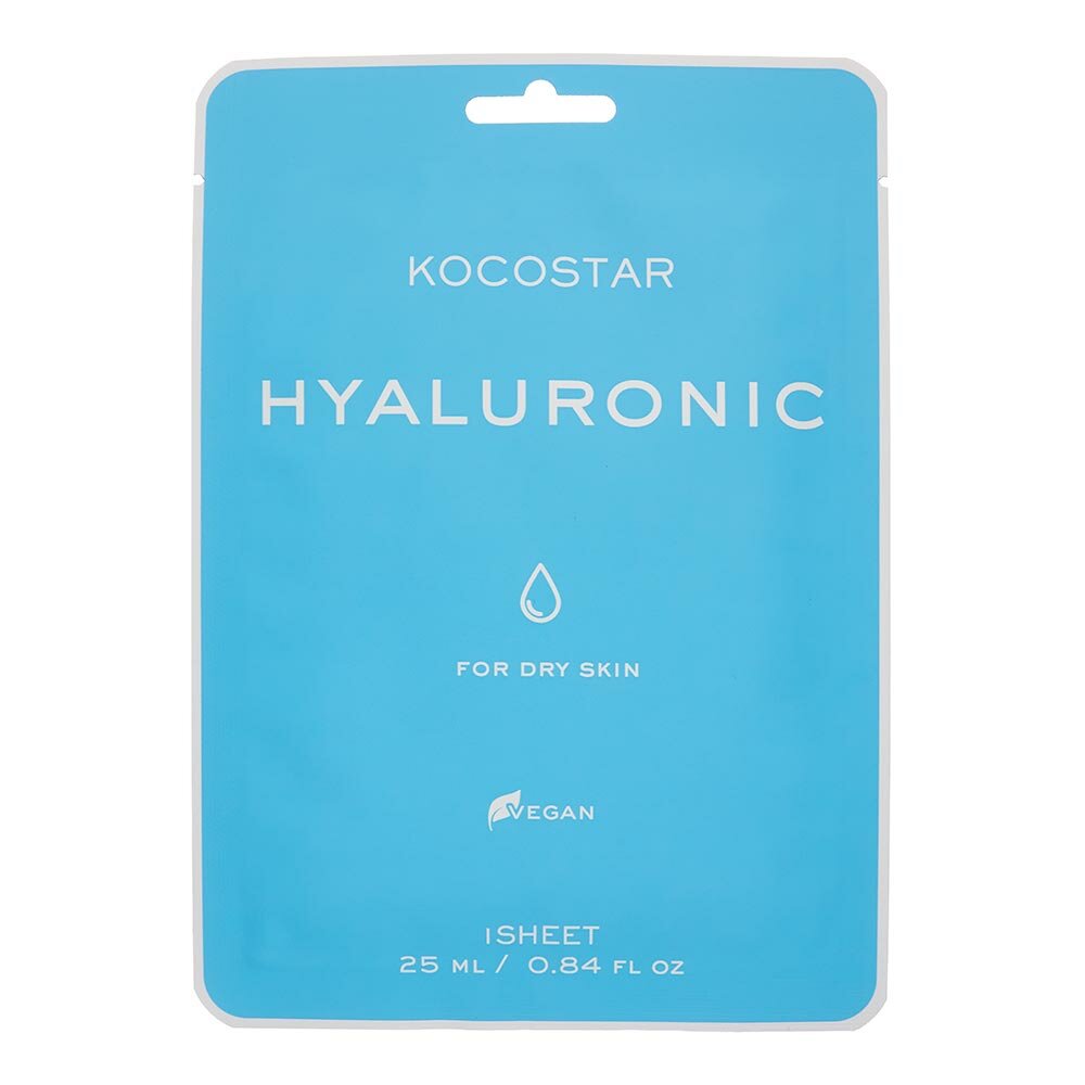 KOCOSTAR Vegan MASKS HYALURONIC Увлажняющая тканевая маска для лица с гиалуроновой кислотой