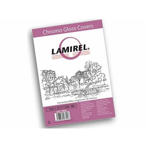 Обложки Lamirel Chromolux A4, картонные, глянцевые, цвет: красный, 230г/м, 100шт обложка lamirel delta a4 картонные с тиснением под кожу зеленый 250г м 100шт